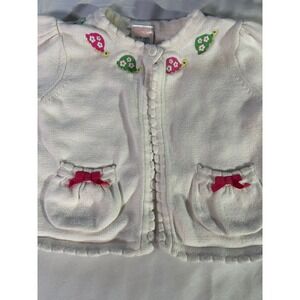 Gymboree Baby Girls Cream White Turtle Embroidered Knit Cardigan Sweater 12-18M